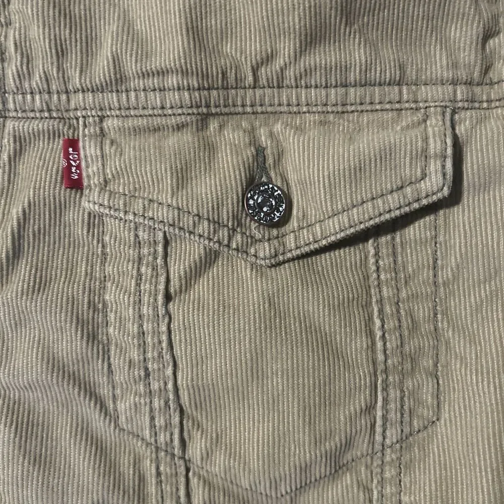 Levi's Corduroy And Sherpa Trucker Vest Size Large Beige Taupe Country Workwear